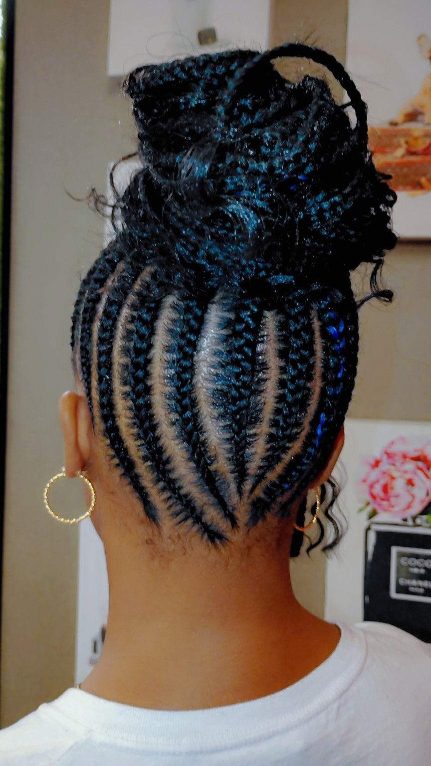 Detailed braided updo viewed from the back